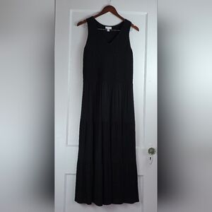J. Jill Black Smocked Cottagecore Maxi Dress Size Medium Tall